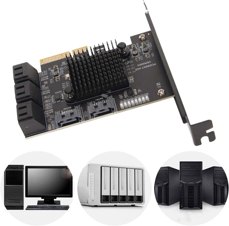 Pomya 8 Port SATA Card, PCIE to SATA 3.0 Expansion Board with Large Heat Sink, Short Baffle for and Linux, Support Hot Swappable Boot System Disk - Image 4